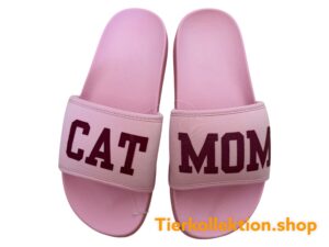 badelatschen rosa cat mom